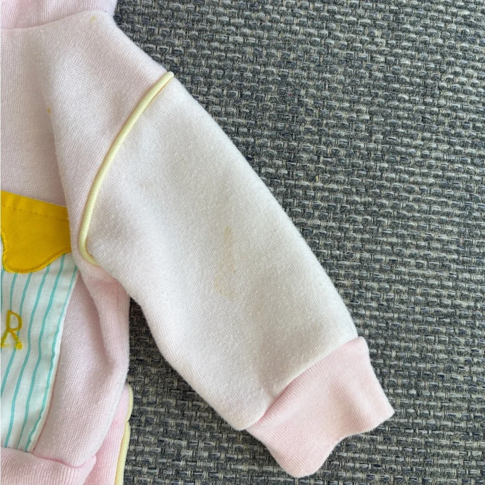 Vintage We Go Honeybear Hoodie Pants Set Pink Yellow 18 Months 1980s Baby Outfit